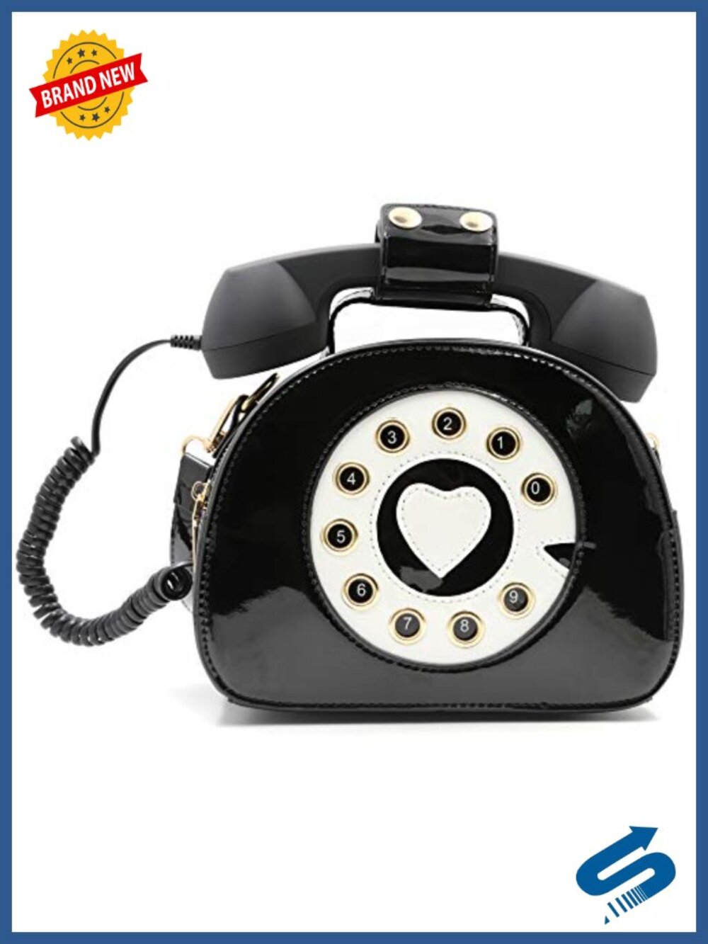 Retro Dial Telephone Crossbody Bag PU Movable Microphone Purse Women